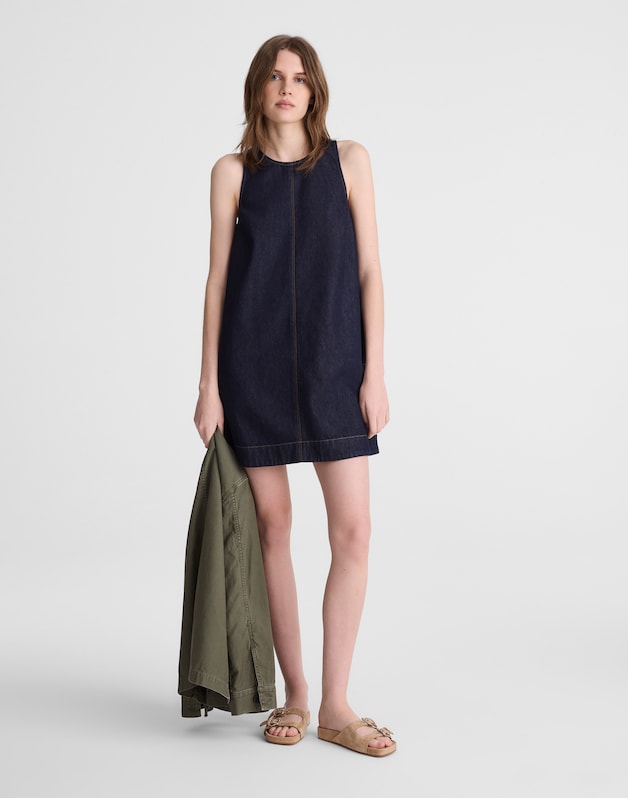Denim Mini Shift Dress RINSE WASH