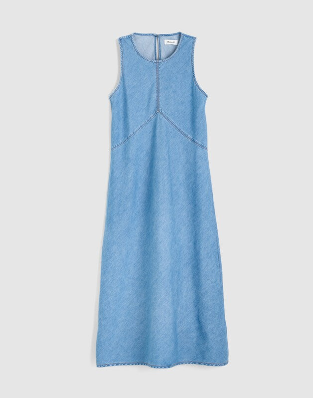Seamed Maxi Dress in Airy Denim CLEAN SOFT SKY