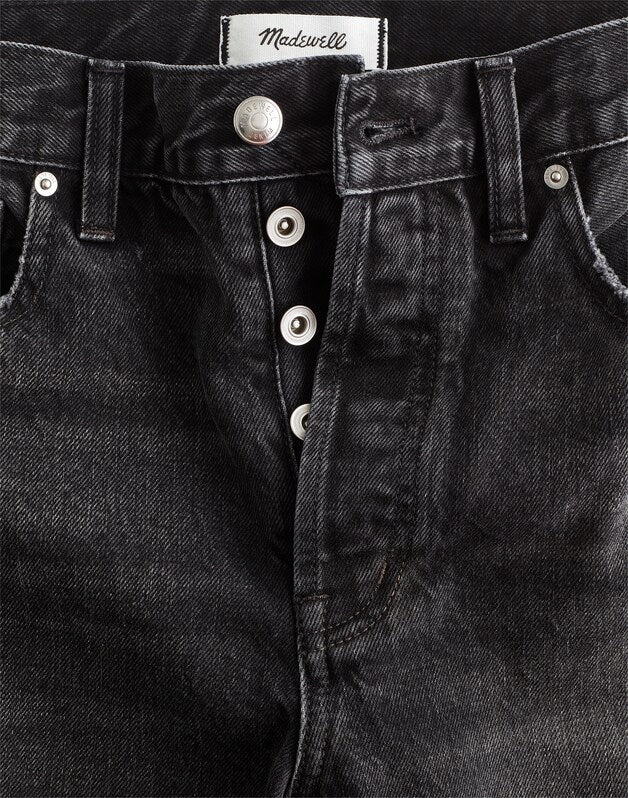 Pieced Barrel-Leg Jeans ASHEN BLACK WASH