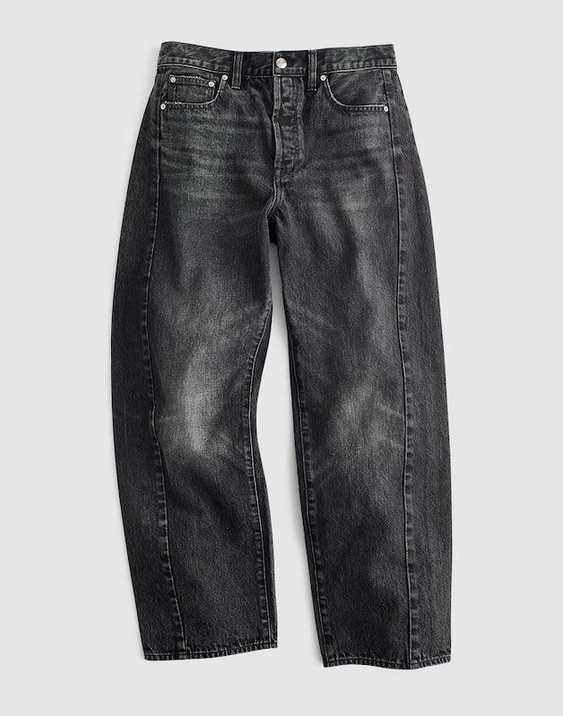 Pieced Barrel-Leg Jeans ASHEN BLACK WASH