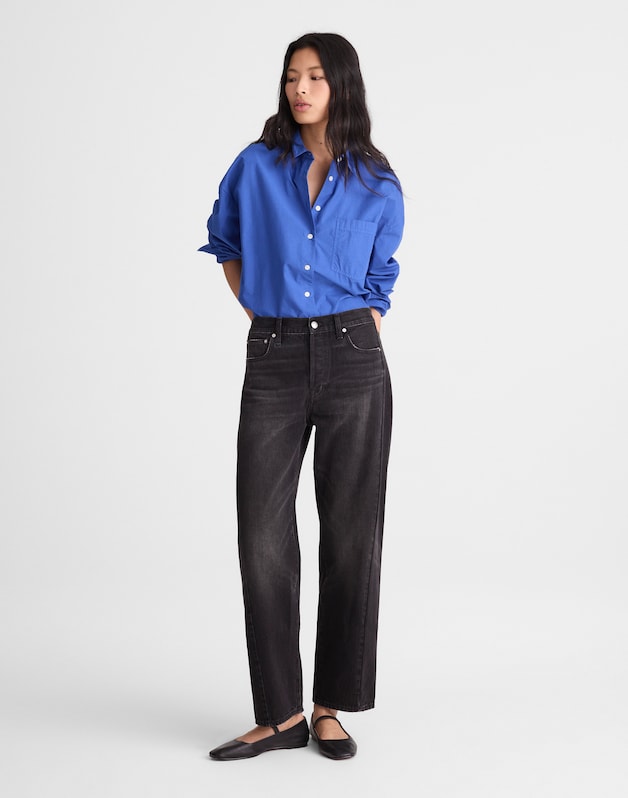 Pieced Barrel-Leg Jeans ASHEN BLACK WASH