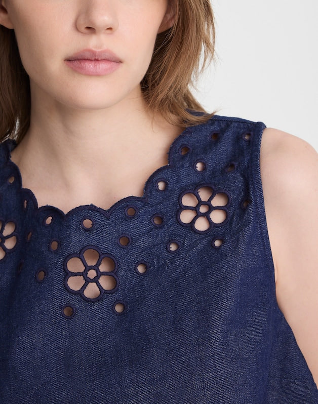 Denim Embroidered Shell Top MARFIELD WASH
