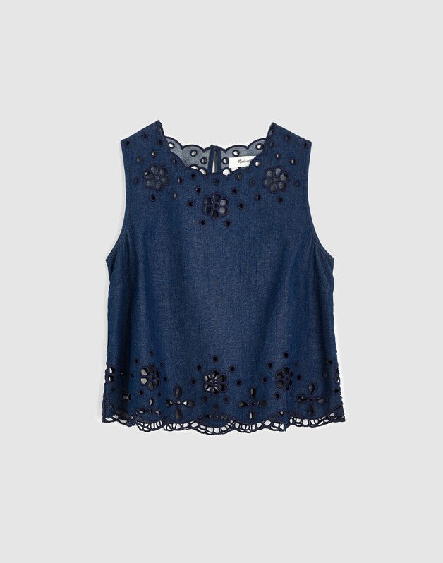 Denim Embroidered Shell Top MARFIELD WASH