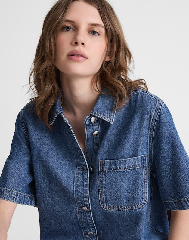Airy Denim Boxy Mini Shirtdress PICKETT WASH