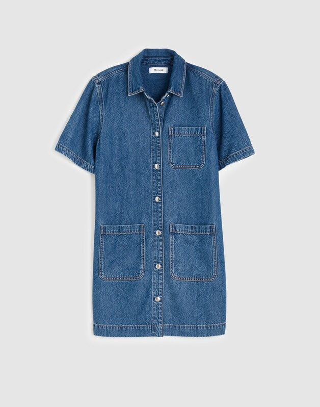 Airy Denim Boxy Mini Shirtdress PICKETT WASH