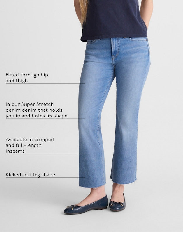 The Flare Crop Jean in Super Stretch Denim COASTAL BLUE WASH
