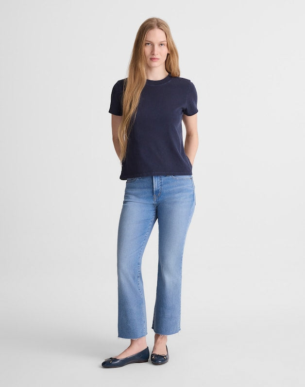 The Short Flare Crop Jean in Super Stretch Denim COASTAL BLUE WASH