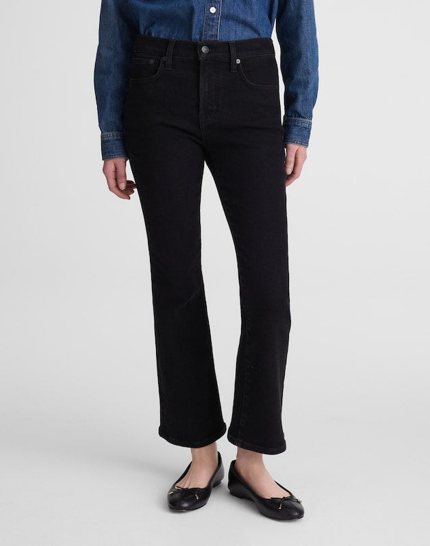 The Flare Crop Jean in Super Stretch Denim BLACK FROST