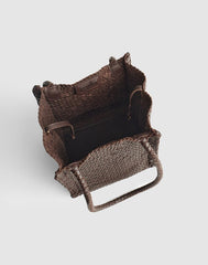 The Lexington Small Tote in Woven Leather COFFEE BEAN