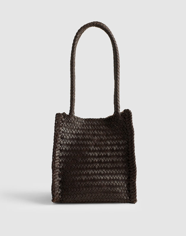 The Lexington Small Tote in Woven Leather COFFEE BEAN