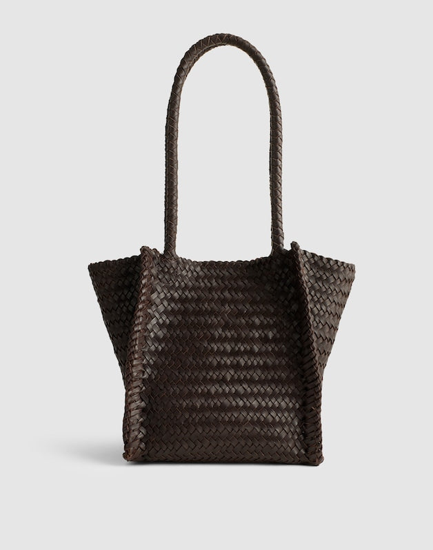 The Lexington Small Tote in Woven Leather COFFEE BEAN