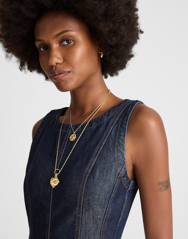 Airy Denim Circle Mini Dress in Rinse Wash RINSE WASH