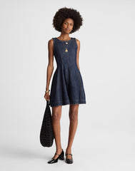 Airy Denim Circle Mini Dress in Rinse Wash RINSE WASH