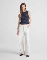 Denim Smocked Boatneck Tank CARRIGAN WASH