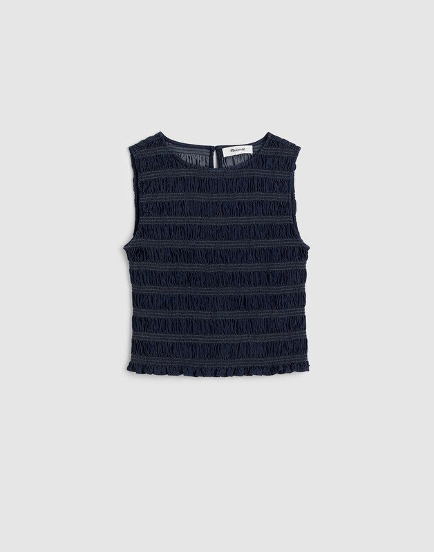 Denim Smocked Boatneck Tank CARRIGAN WASH
