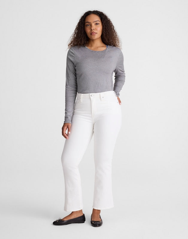 The Curvy Flare Crop Jean in Super Stretch Denim TILE WHITE