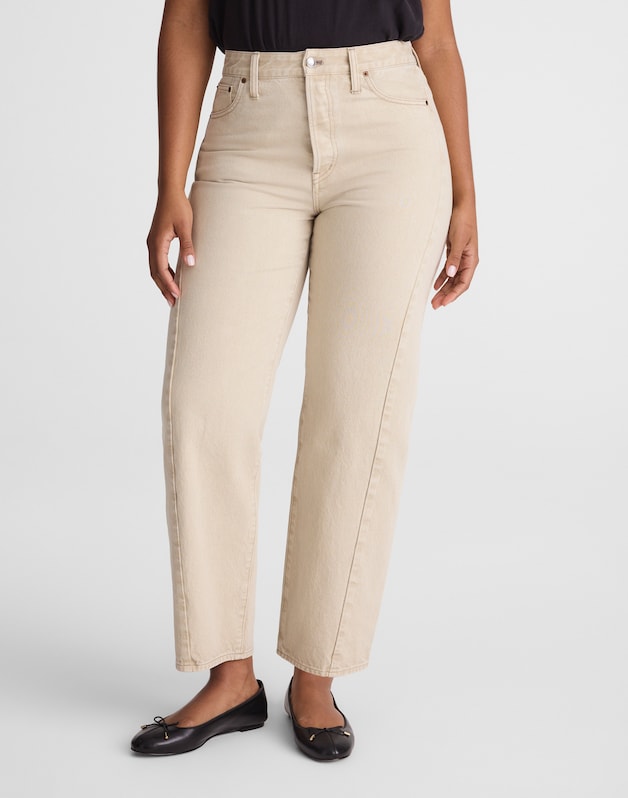 Curvy Pieced Barrel-Leg Jeans FADED KHAKI