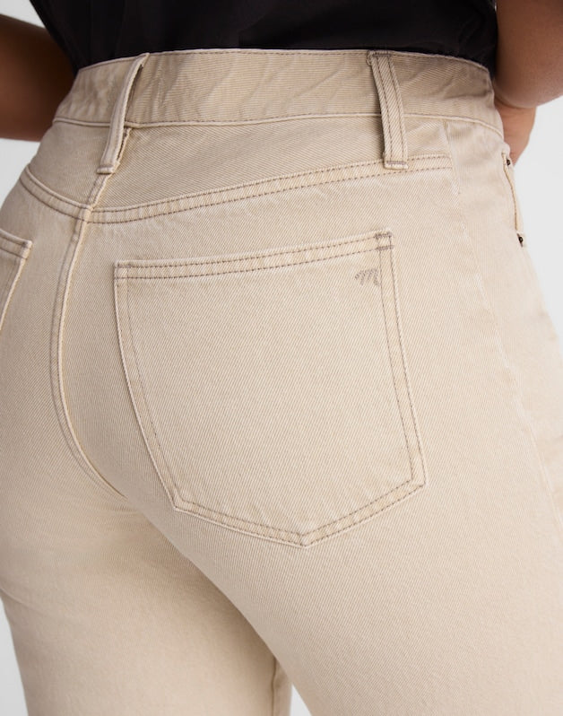 Curvy Pieced Barrel-Leg Jeans FADED KHAKI