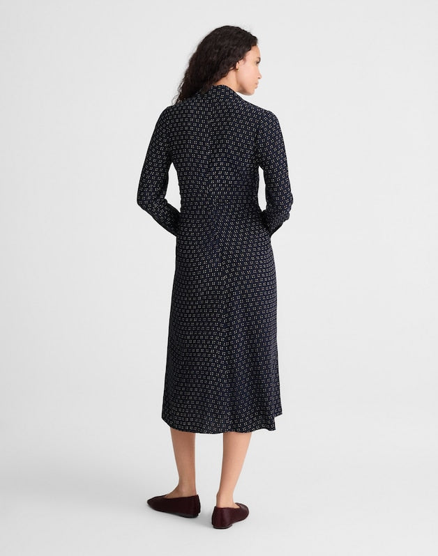 Ruched Midi Shirtdress NAVY FOULARD