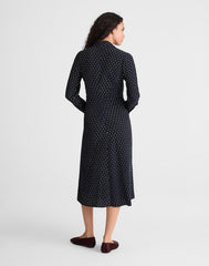 Ruched Midi Shirtdress NAVY FOULARD