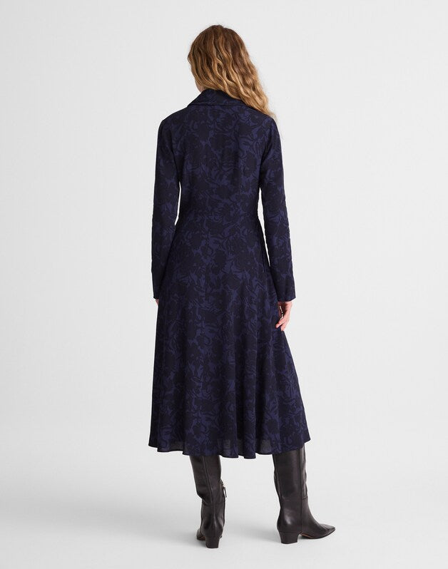 Smocked Midi Shirtdress ALEXIS FLORAL NAVY