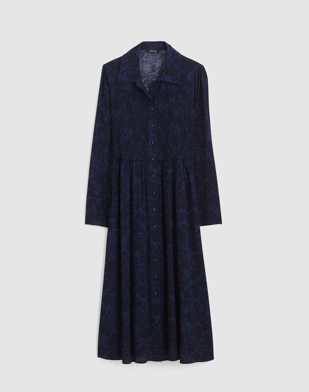 Smocked Midi Shirtdress ALEXIS FLORAL NAVY