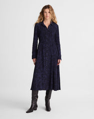 Smocked Midi Shirtdress ALEXIS FLORAL NAVY