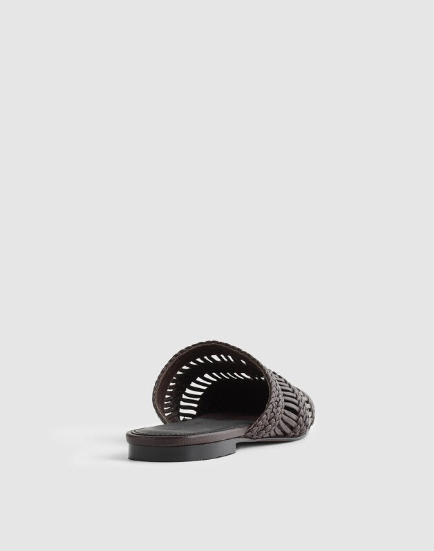 The Mylie Glove Mule in Woven Leather COFFEE BEAN