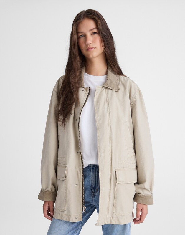 Field Jacket in Cotton Canvas SUNFADED SAGE