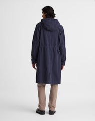 Hooded Officer Coat in Cotton Poplin DARK NAVY