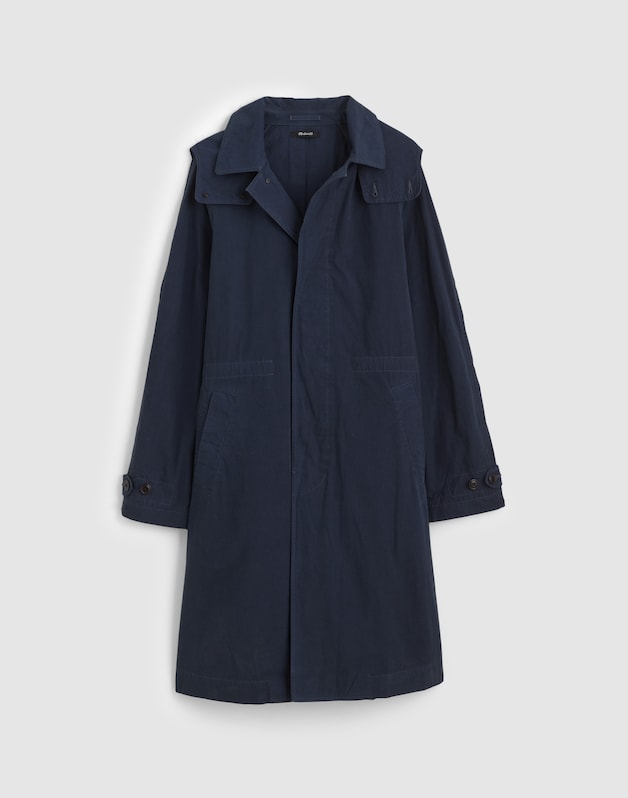 Hooded Officer Coat in Cotton Poplin DARK NAVY