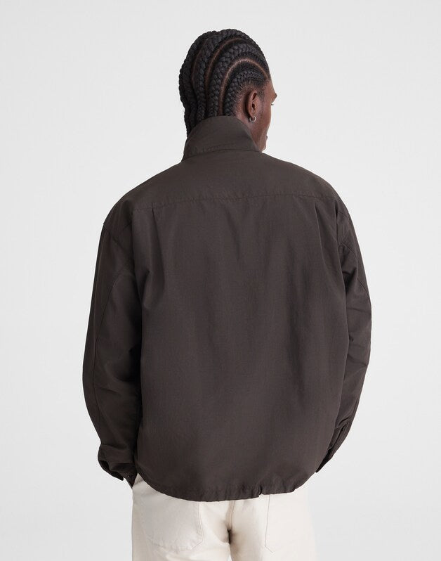 Harrington Jacket in Nylon DARK BROWN