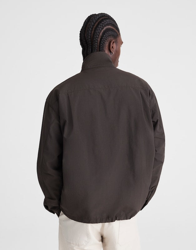 Harrington Jacket in Nylon DARK BROWN