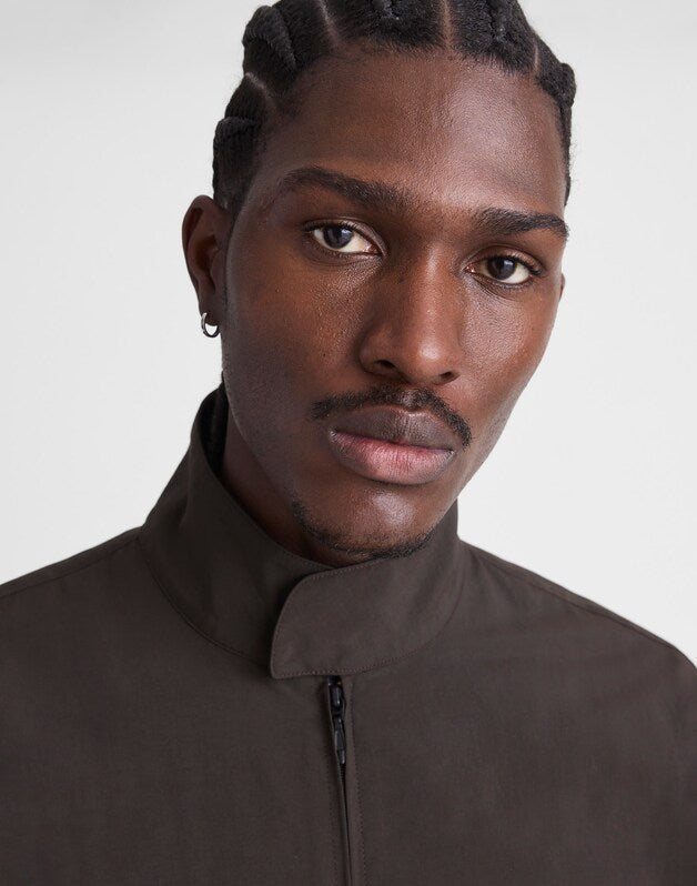 Harrington Jacket in Nylon DARK BROWN