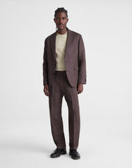 Unstructured Blazer in Linen-Cotton Blend DARK BROWN