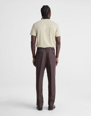 Double-Pleated Trousers in Linen-Cotton Blend DARK BROWN