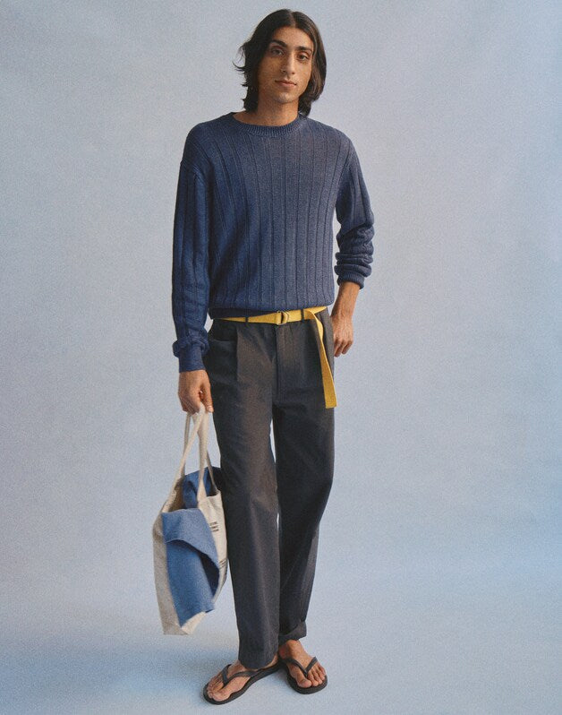 Pleated Chino Pants in Uniform Twill PEPPER