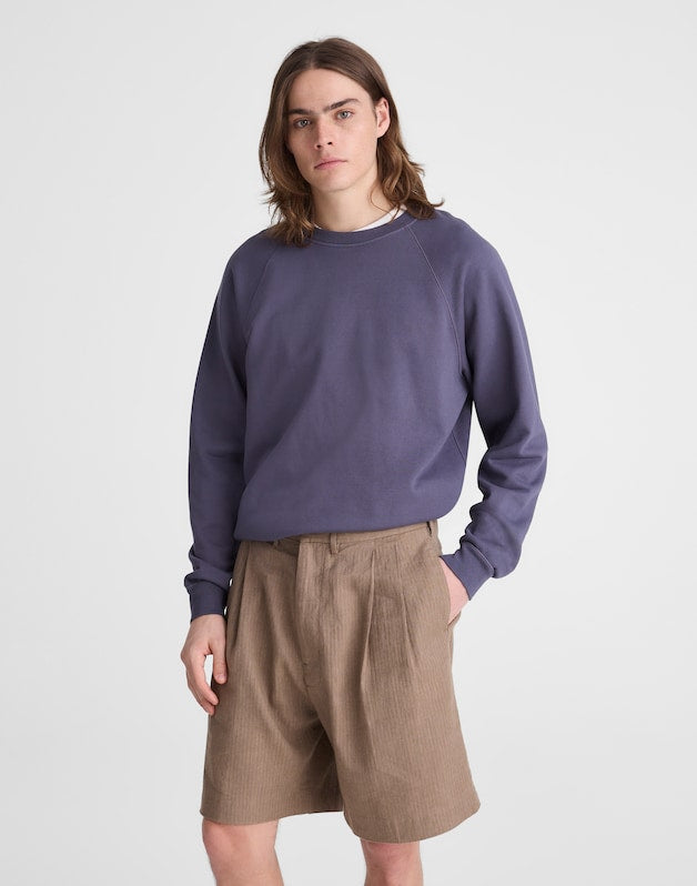 Double-Pleated Shorts in Herringbone Linen-Cotton Blend LIGHT MAUVE