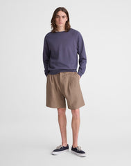 Double-Pleated Shorts in Herringbone Linen-Cotton Blend LIGHT MAUVE