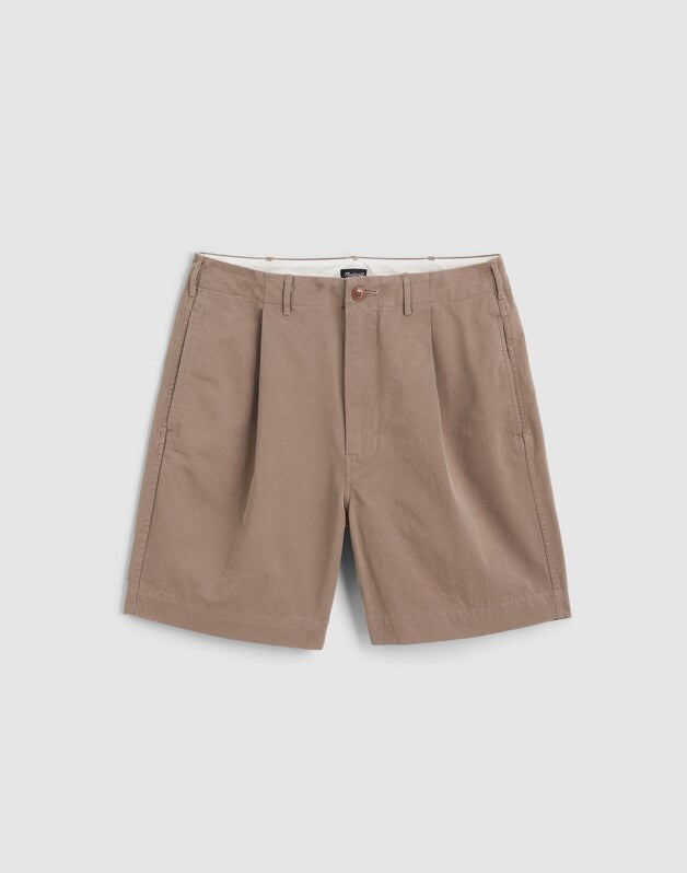 Pleated Chino Shorts in Uniform Twill DARK DRIFTWOOD