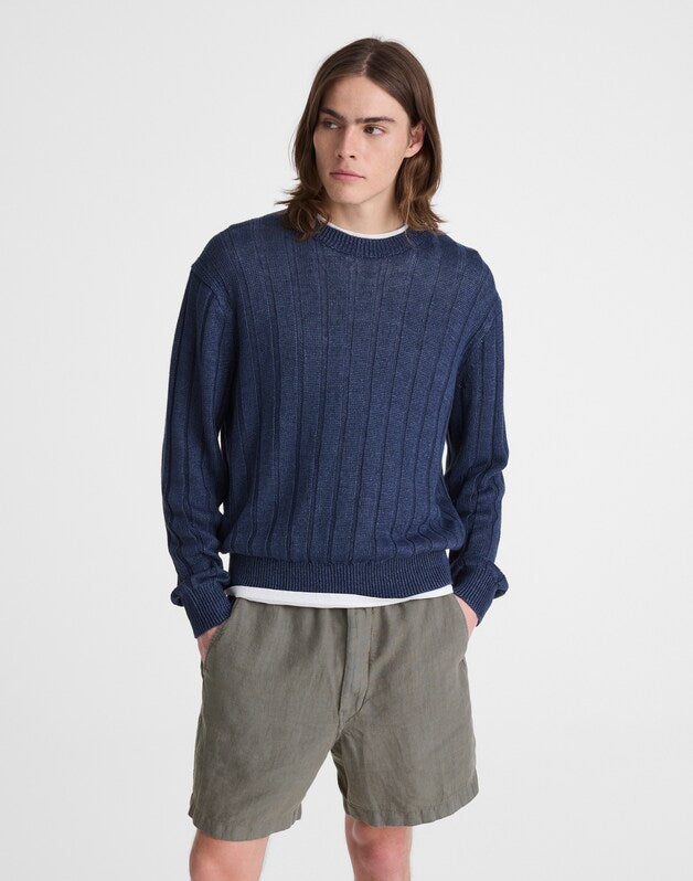 Pull-On Shorts in Linen STORMY SPRUCE