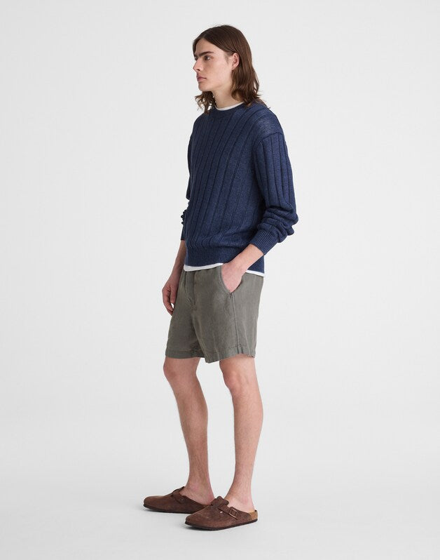 Pull-On Shorts in Linen STORMY SPRUCE