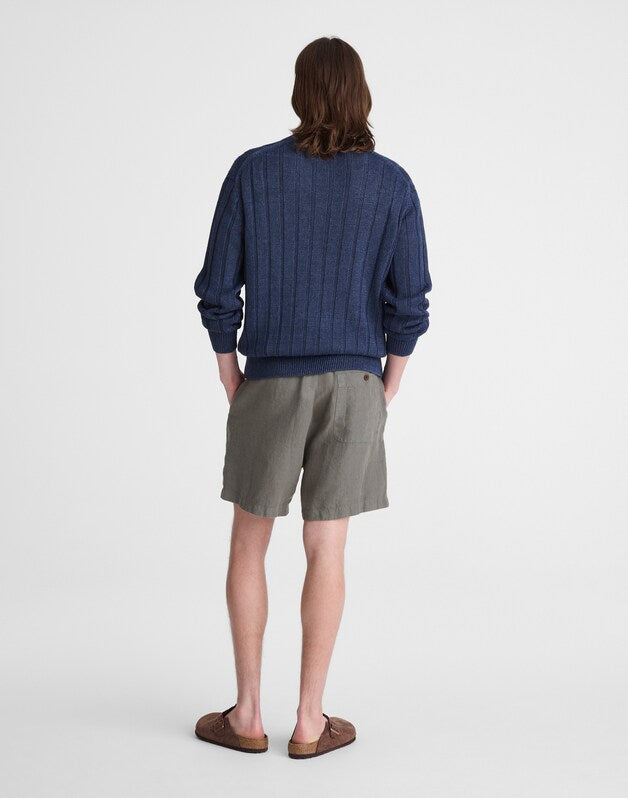 Pull-On Shorts in Linen STORMY SPRUCE