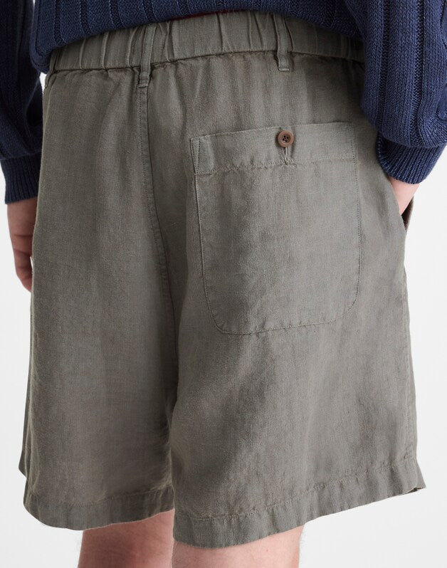 Pull-On Shorts in Linen STORMY SPRUCE