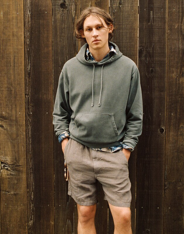 Pull-On Shorts in Linen STORMY SPRUCE