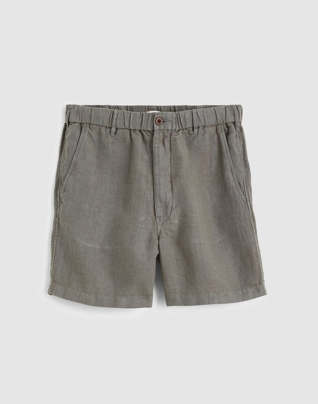 Pull-On Shorts in Linen STORMY SPRUCE