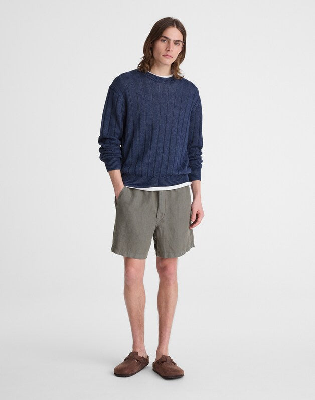 Pull-On Shorts in Linen STORMY SPRUCE