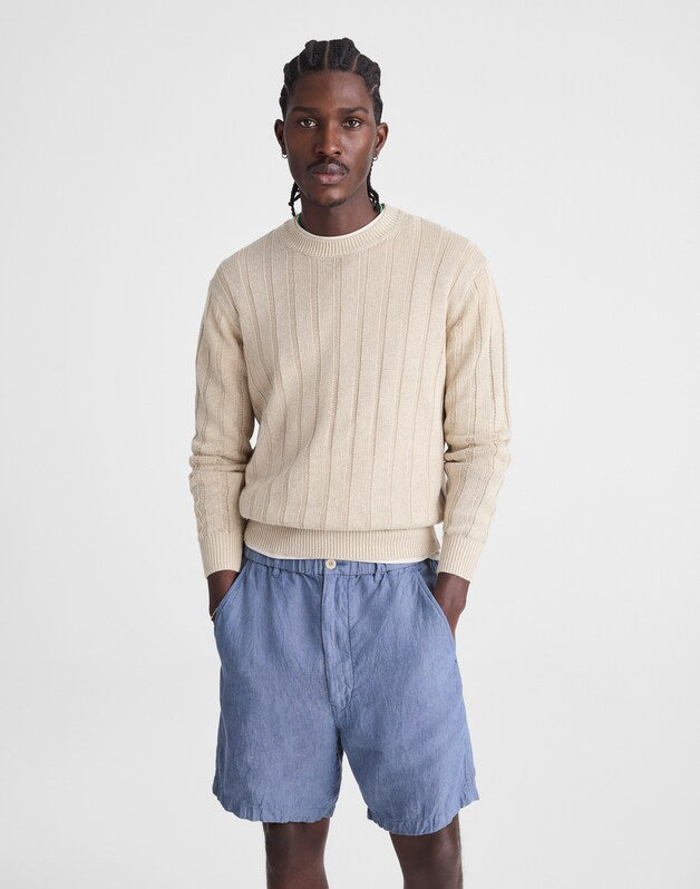 Pull-On Shorts in Linen LIGHT CHAMBRAY