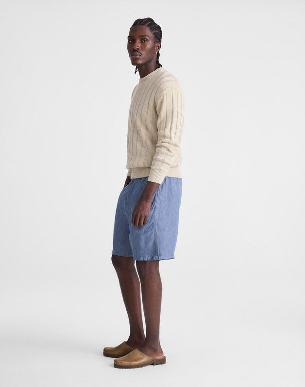 Pull-On Shorts in Linen LIGHT CHAMBRAY