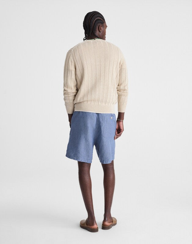 Pull-On Shorts in Linen LIGHT CHAMBRAY